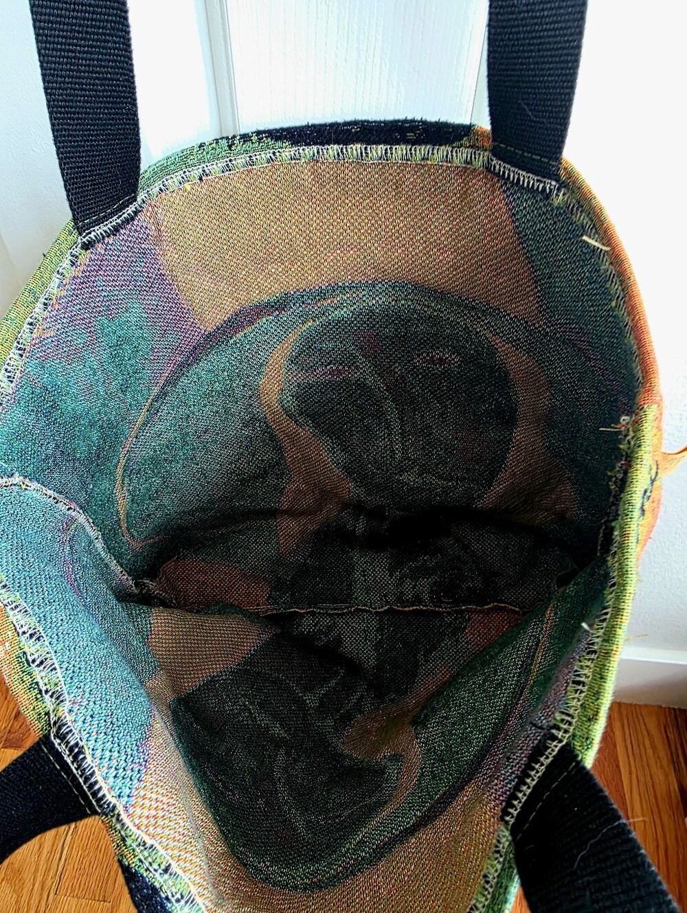 Art Portrait Orange Canvas Tote with Black Straps - Picture 4 of 5
